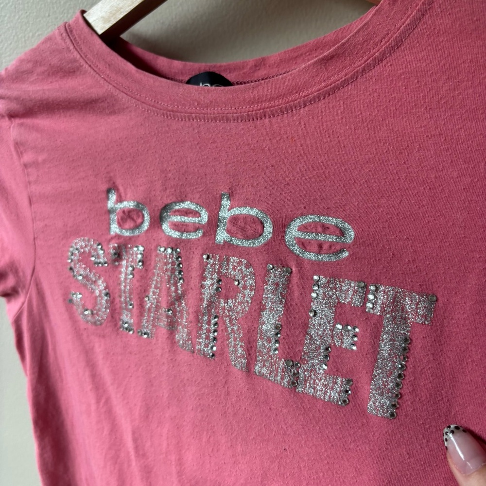 Bebe Pink Sequin Baby Tee with Scrunch Back - Picture 2 of 9